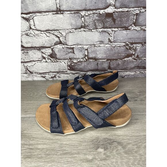 Vionic Amber Navy Blue Synthetic Adjustable Strappy Sandals Women Sz 7M US/37EU - Picture 6 of 16